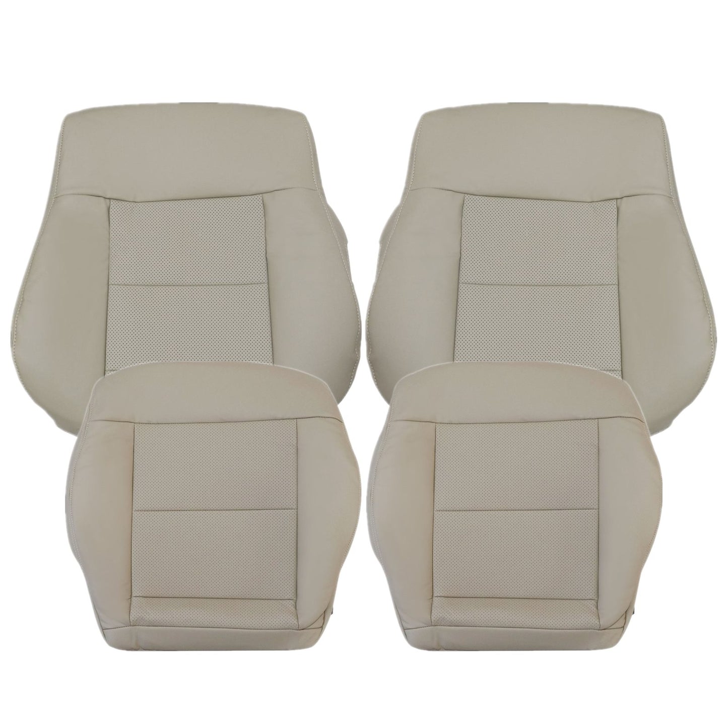 For 2010-2016 Mercedes Benz E200 E250 E300 E350 Driver & Passenger Bottom & Top PERFORATED Leather Seat Cover Tan