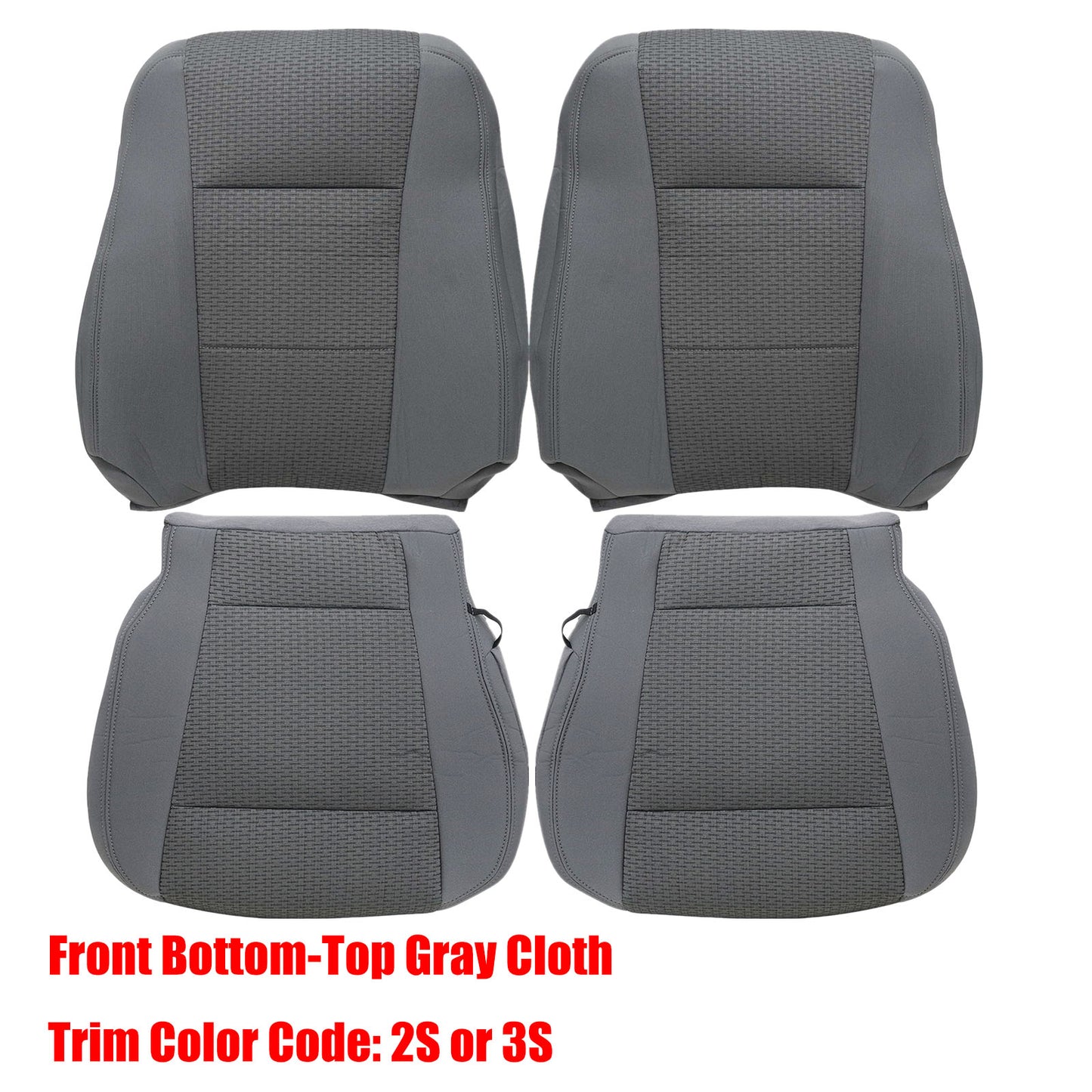 For 2017-2021 Ford F250 F350 F450 F550 Front Driver & Passenger Bottom & Top Cloth Seat Cover Gray