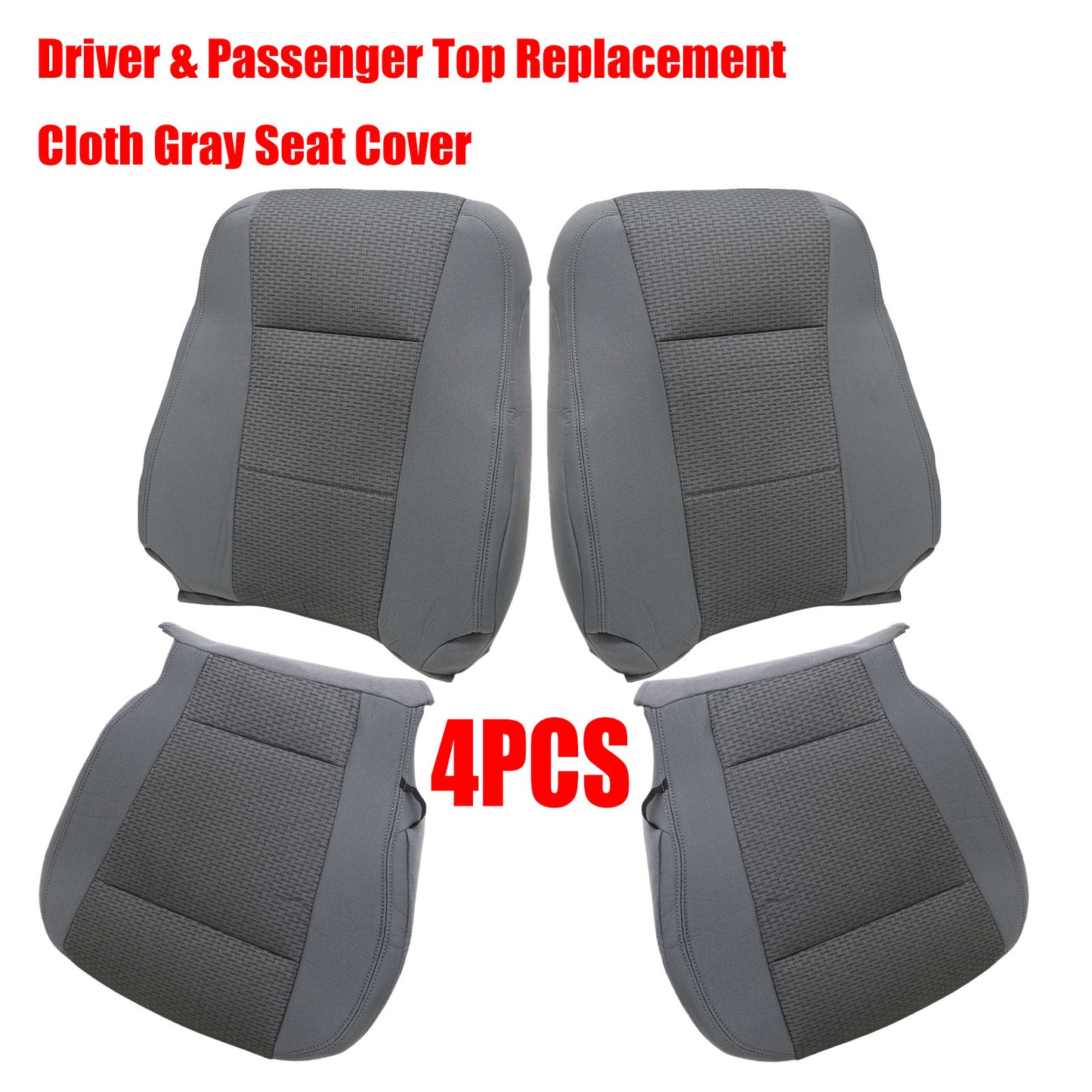 For 2017-2021 Ford F250 F350 F450 F550 Front Driver & Passenger Bottom & Top Cloth Seat Cover Gray
