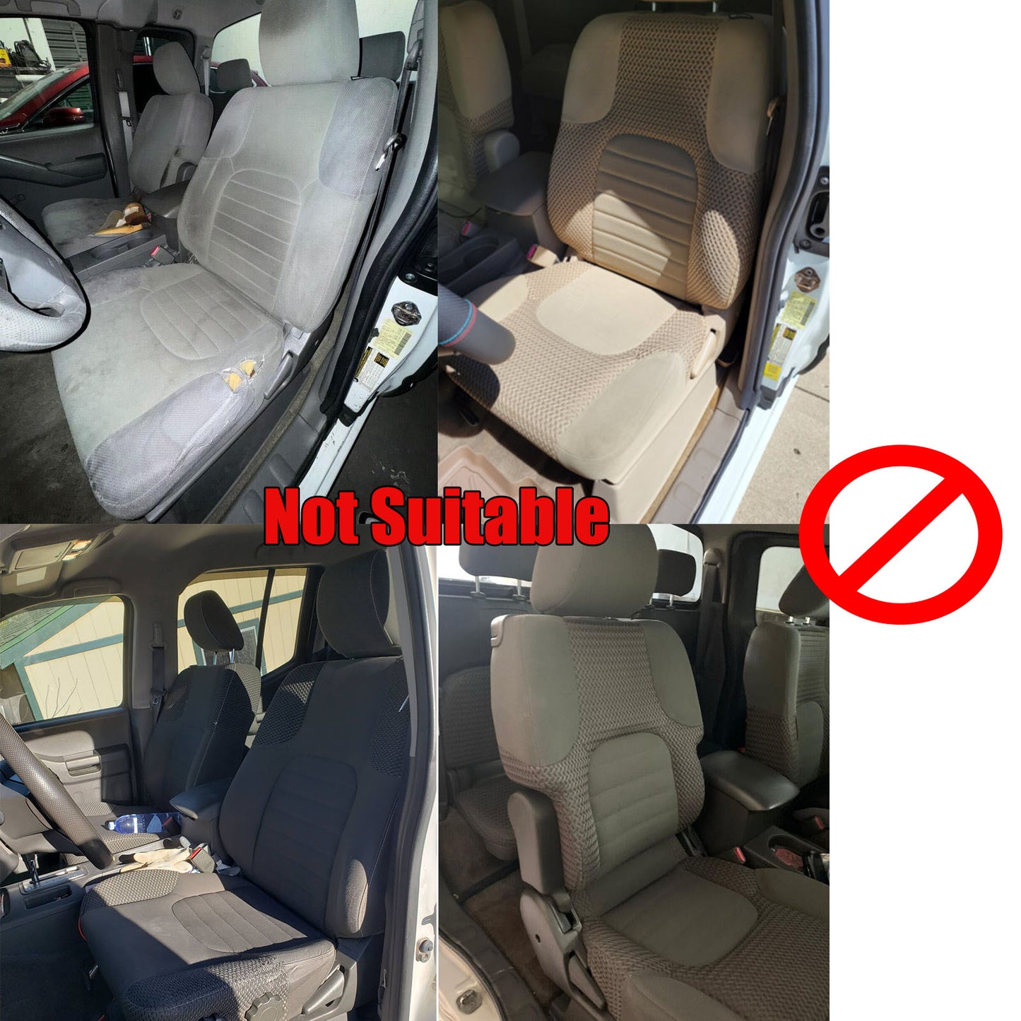 For 2005-2019 Nissan Frontier Front Driver & Passenger Bottom & Top Cloth Seat Cover Gray