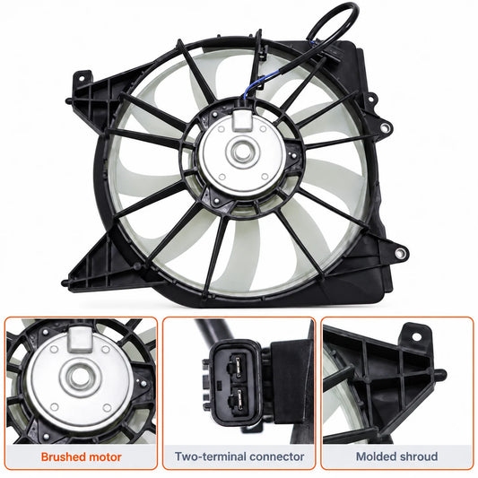 Radiator Cooling Fan Assembly w/ Shroud For 2017-2021 Honda Civic Type R L4