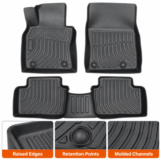 3D TPE Black Front & Rear Floor Mats Liner Waterproof For 2019-2024 Mazda 3 FWD