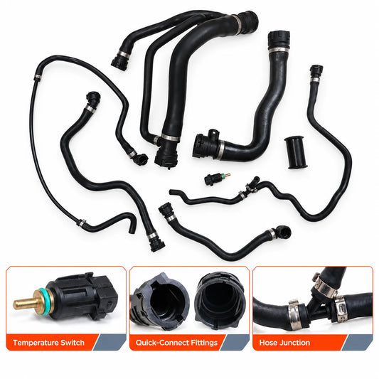 8pc Radiator Coolant Hose Kit Water Hoses+Switch For 2007-2008 BMW 750i 750Li