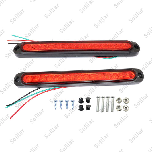 Red 2X 10" LED Truck Trailer Strip 3rd Brake Lights Rear Turn Tail Light Bar USA
