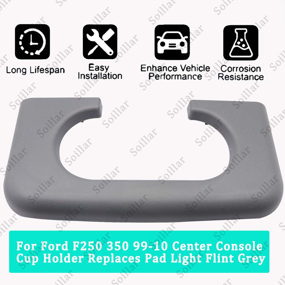 For Ford F250 350 99-10 Center Console Cup Holder Replaces Pad Light Flint Grey