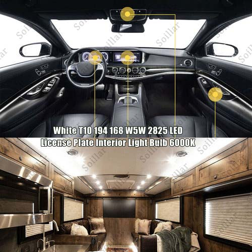 20x Super White T10 168 W5W 2825 LED License Plate Interior Light Bulb 6000K