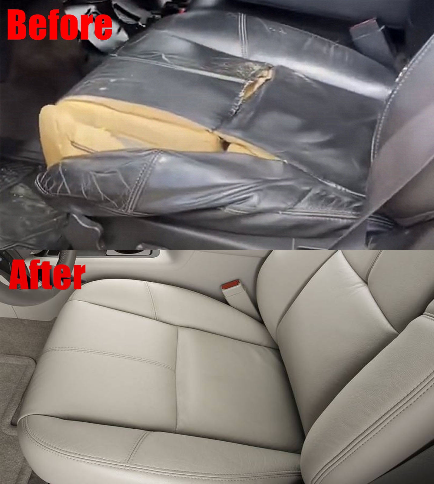 For 2007-2014 Chevy Silverado GMC Sierra Front Driver & Passenger Bottom & Top Leather Seat Cover Tan