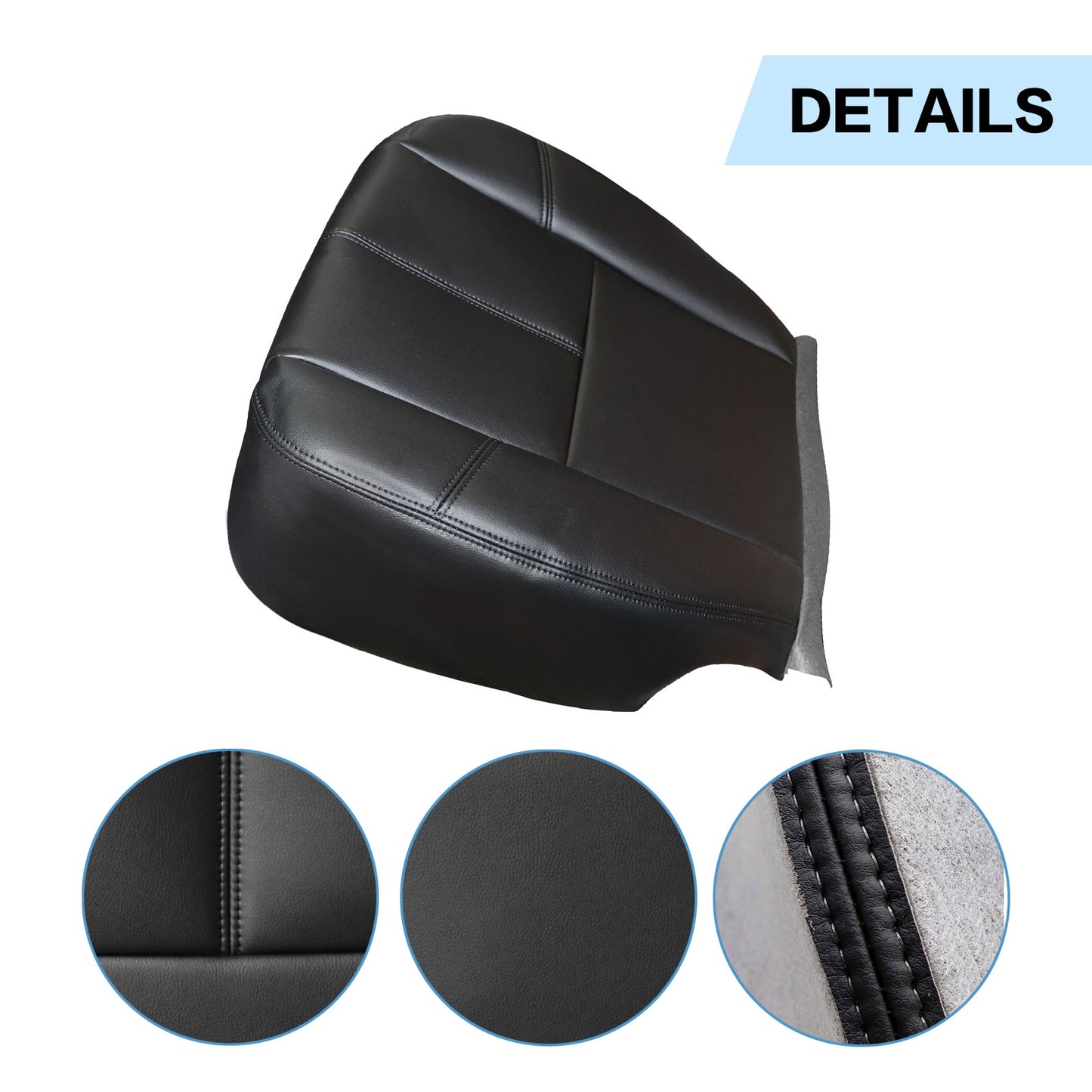 For 2007-2014 Chevy Silverado GMC Sierra Front Driver & Passenger Bottom & Top Leather Seat Cover Black