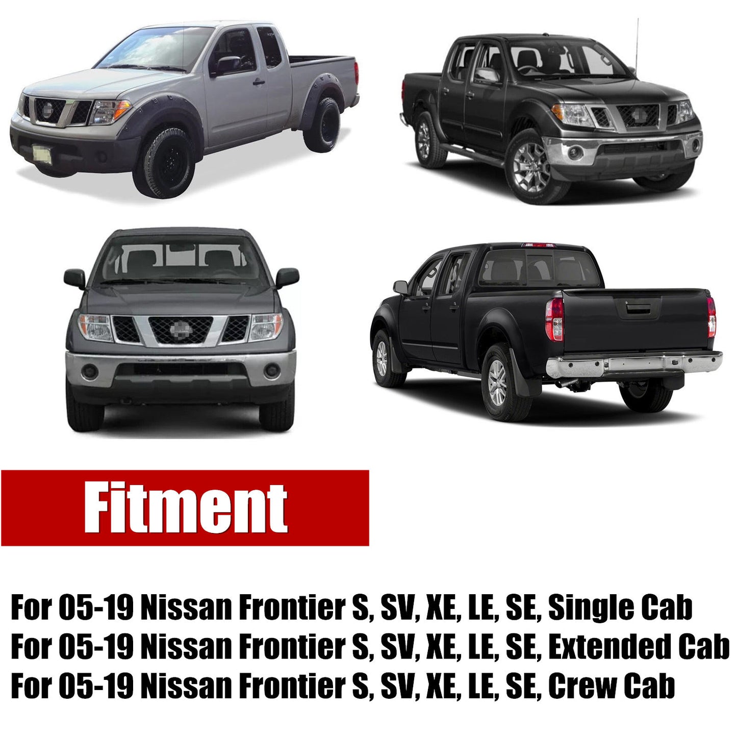 For 2005-2019 Nissan Frontier Front Driver & Passenger Bottom & Top Cloth Seat Cover Gray