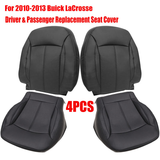 For 2010-2013 Buick LaCrosse Front Driver & Passenger Bottom & Top Leather Seat Cover Black