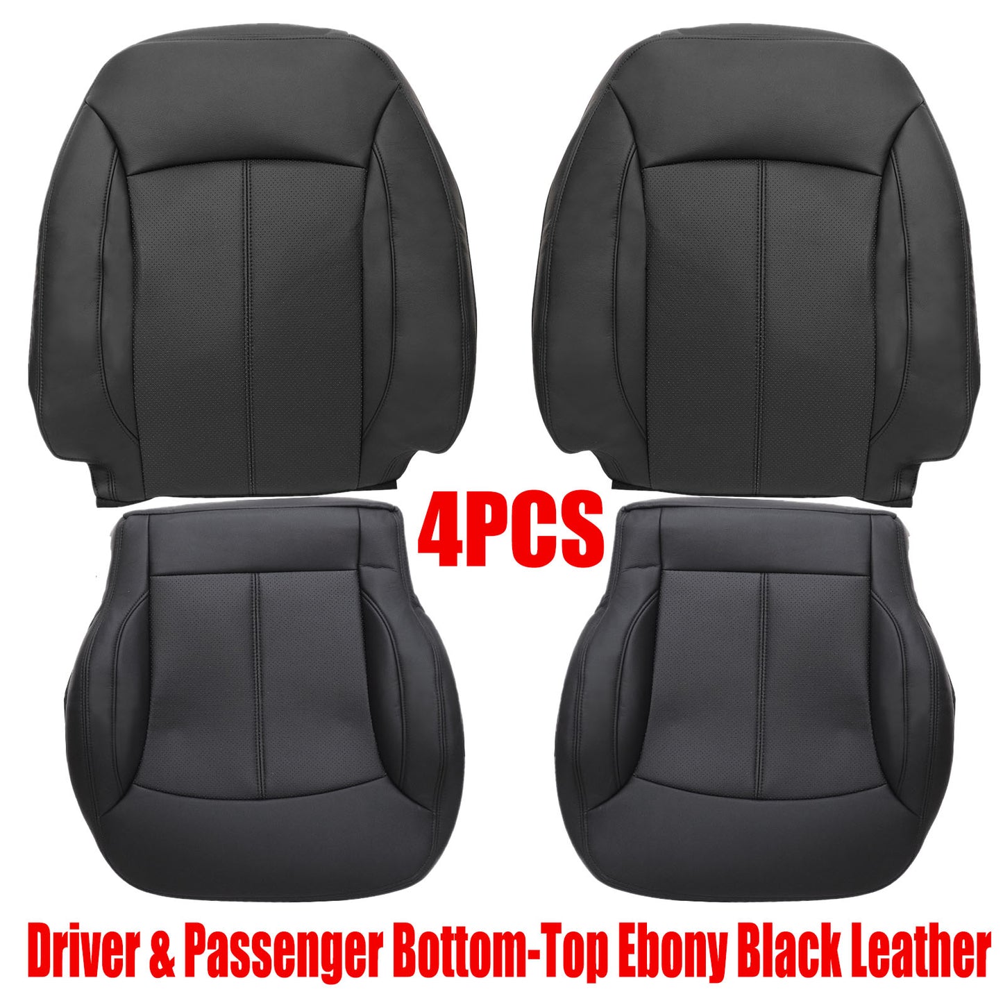 For 2010-2013 Buick LaCrosse Front Driver & Passenger Bottom & Top Leather Seat Cover Black