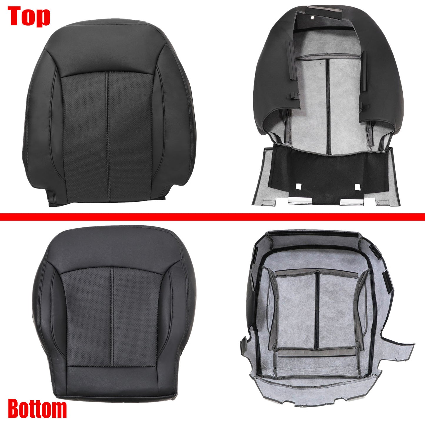 For 2010-2013 Buick LaCrosse Front Driver & Passenger Bottom & Top Leather Seat Cover Black