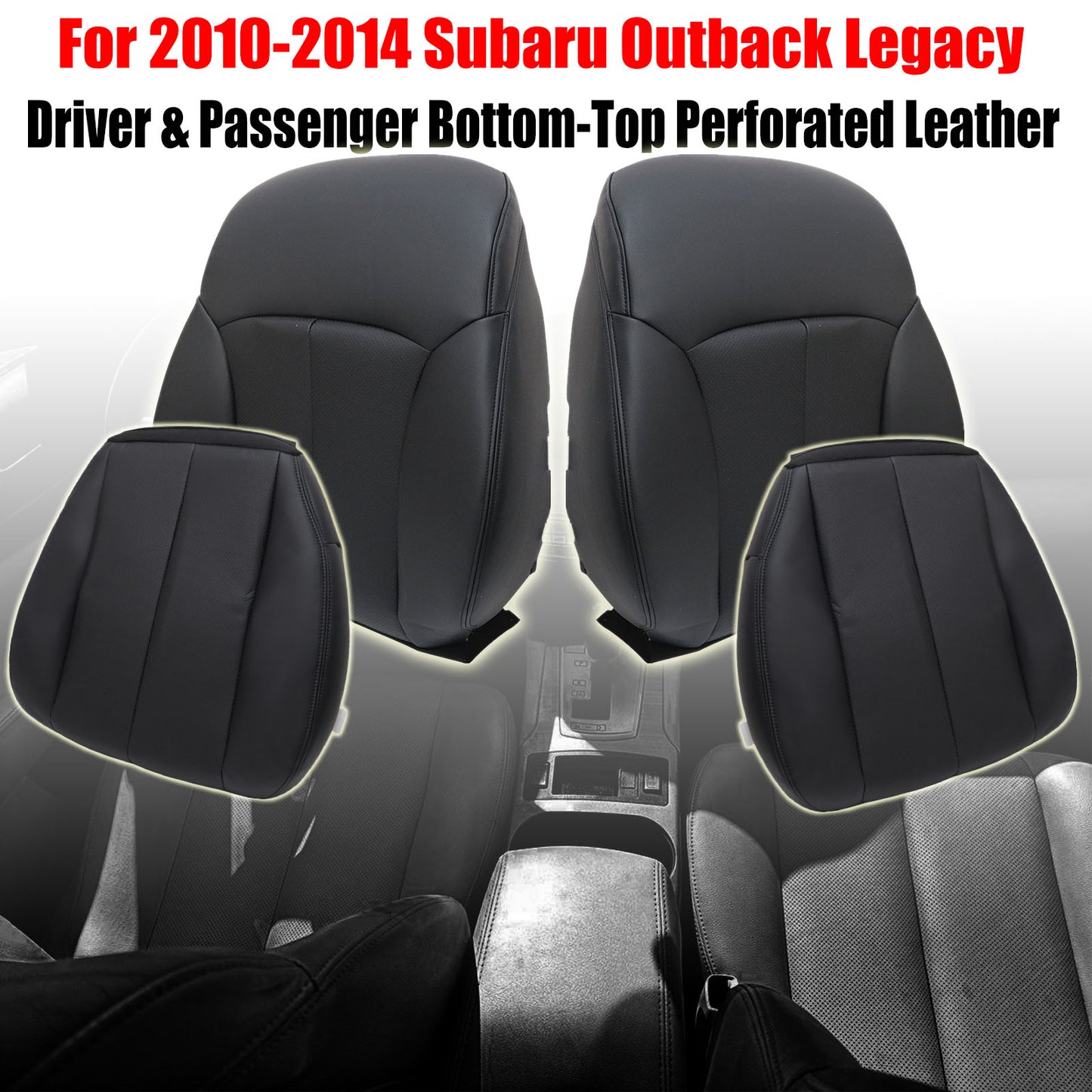 For 2010-2014 Subaru Outback Legacy Front Driver & Passenger Bottom & Top Leather Seat Cover Tan
