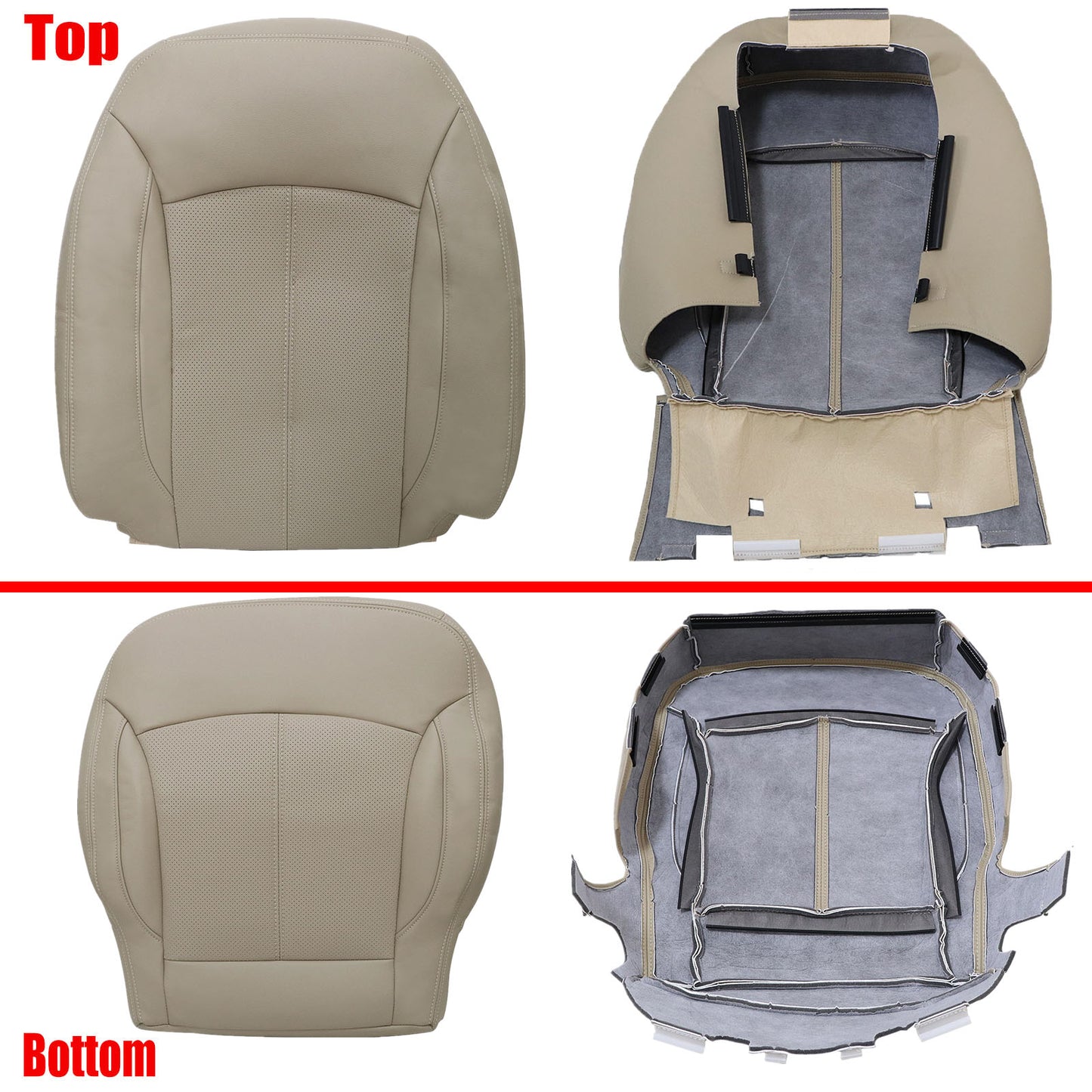 For 2010-2013 Buick LaCrosse Front Driver & Passenger Bottom & Top Leather Seat Cover Cashmere Tan