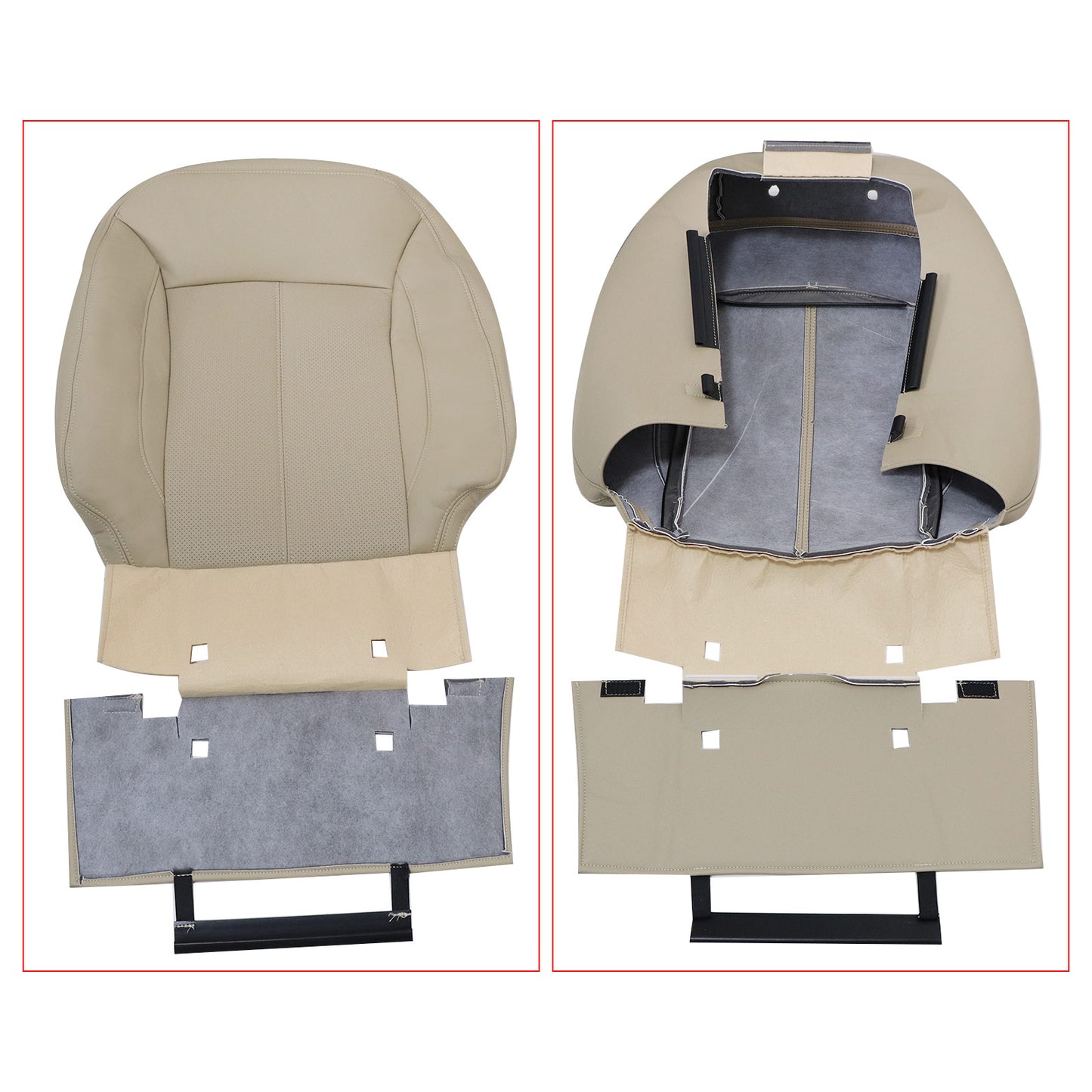 For 2010-2013 Buick LaCrosse Front Driver & Passenger Bottom & Top Leather Seat Cover Cashmere Tan