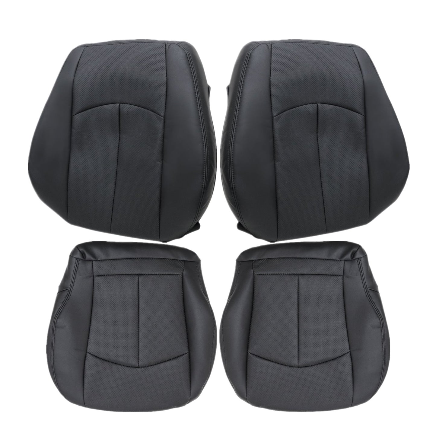 For 2003-2009 Mercedes Benz E63 E280 E300 E320 E350 E500 E550 Driver & Passenger Bottom & Top PERFORATED Leather Seat Cover Black