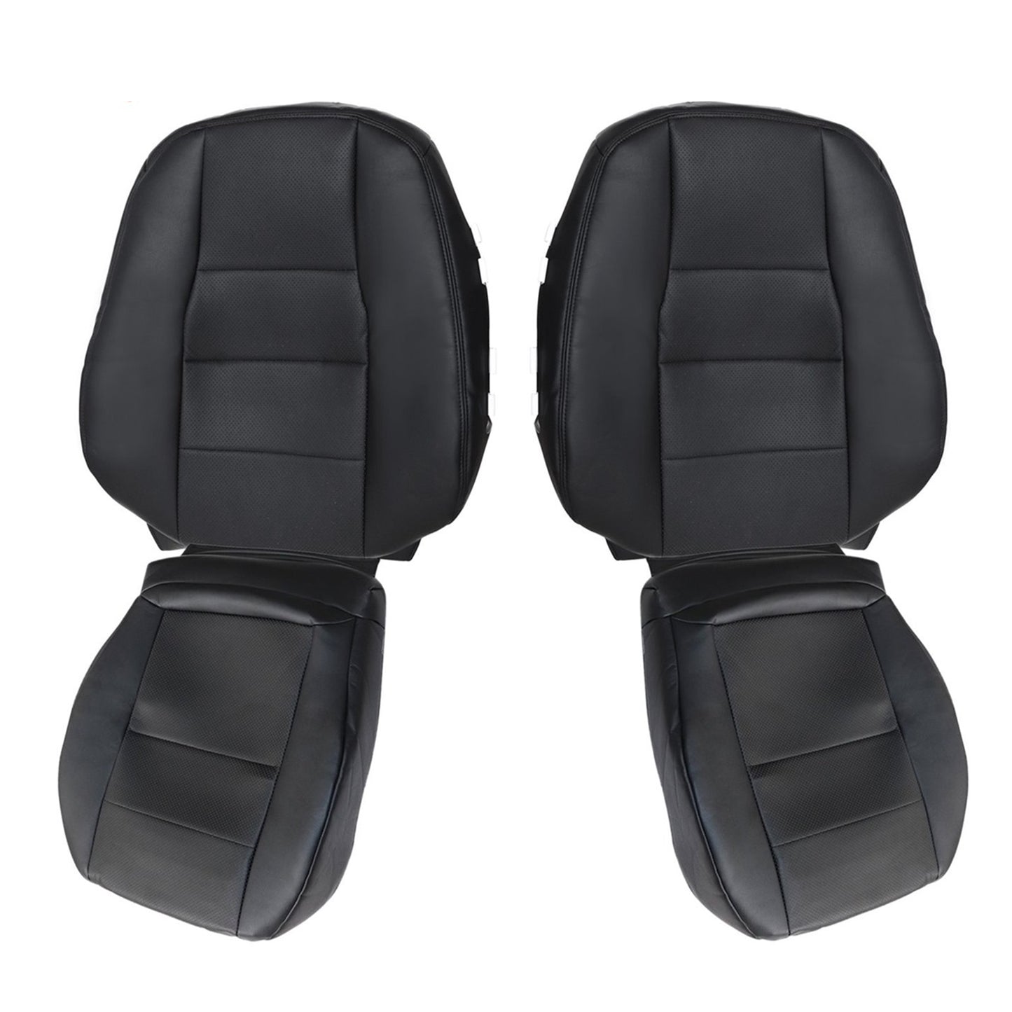 For 2008-2014 Mercedes Benz C250 C300 C350 Driver & Passenger Bottom & Top Replacement Leather Seat Cover Black