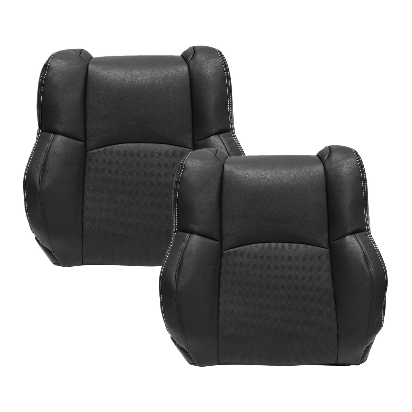 For 2009-2018 Dodge Ram 1500 2500 3500 Replacement Driver & Passenger Bottom & Top Leather Seat Cover Black