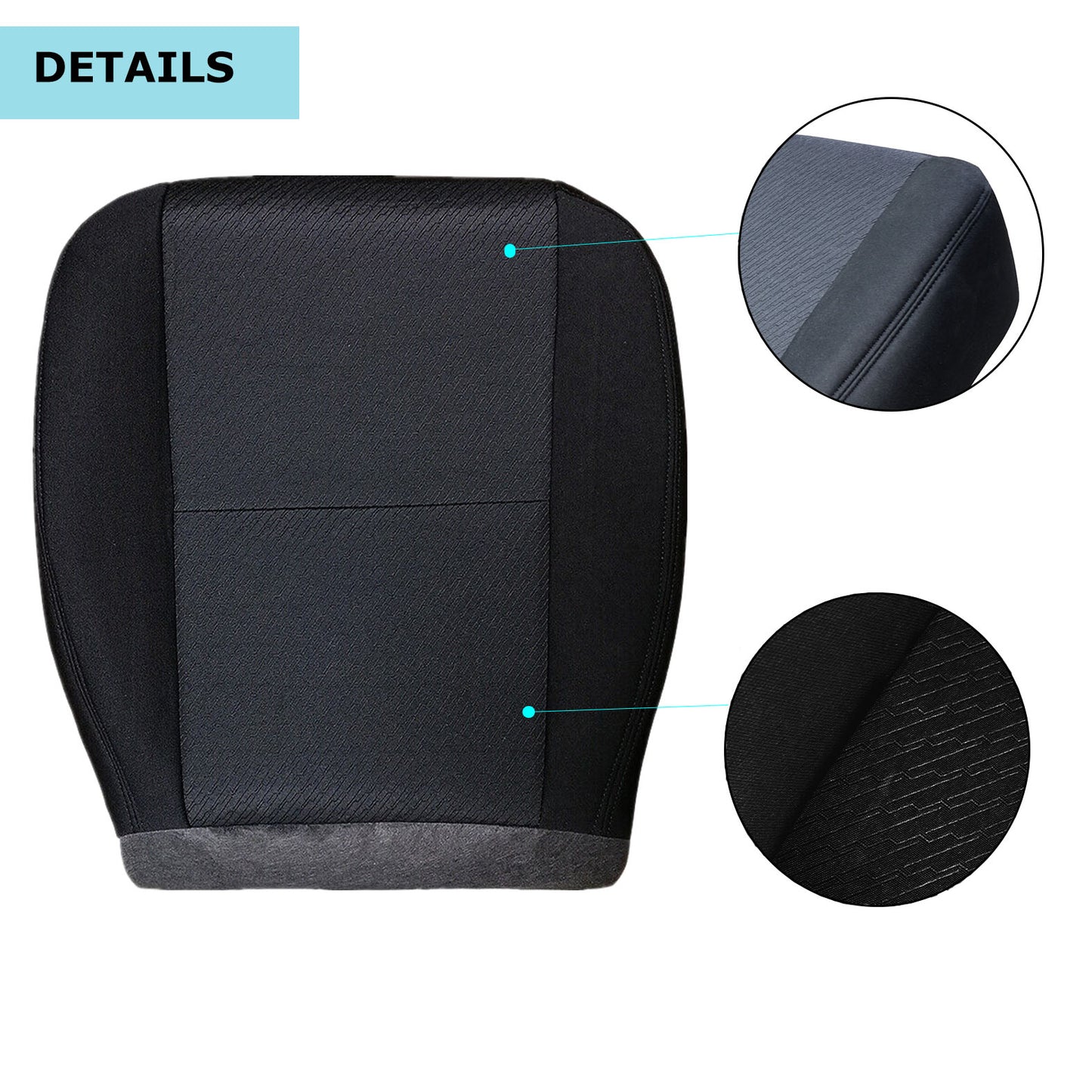For 2007-2014 Chevy Silverado GMC Sierra Front Driver & Passenger Bottom & Top Cloth Seat Cover Black