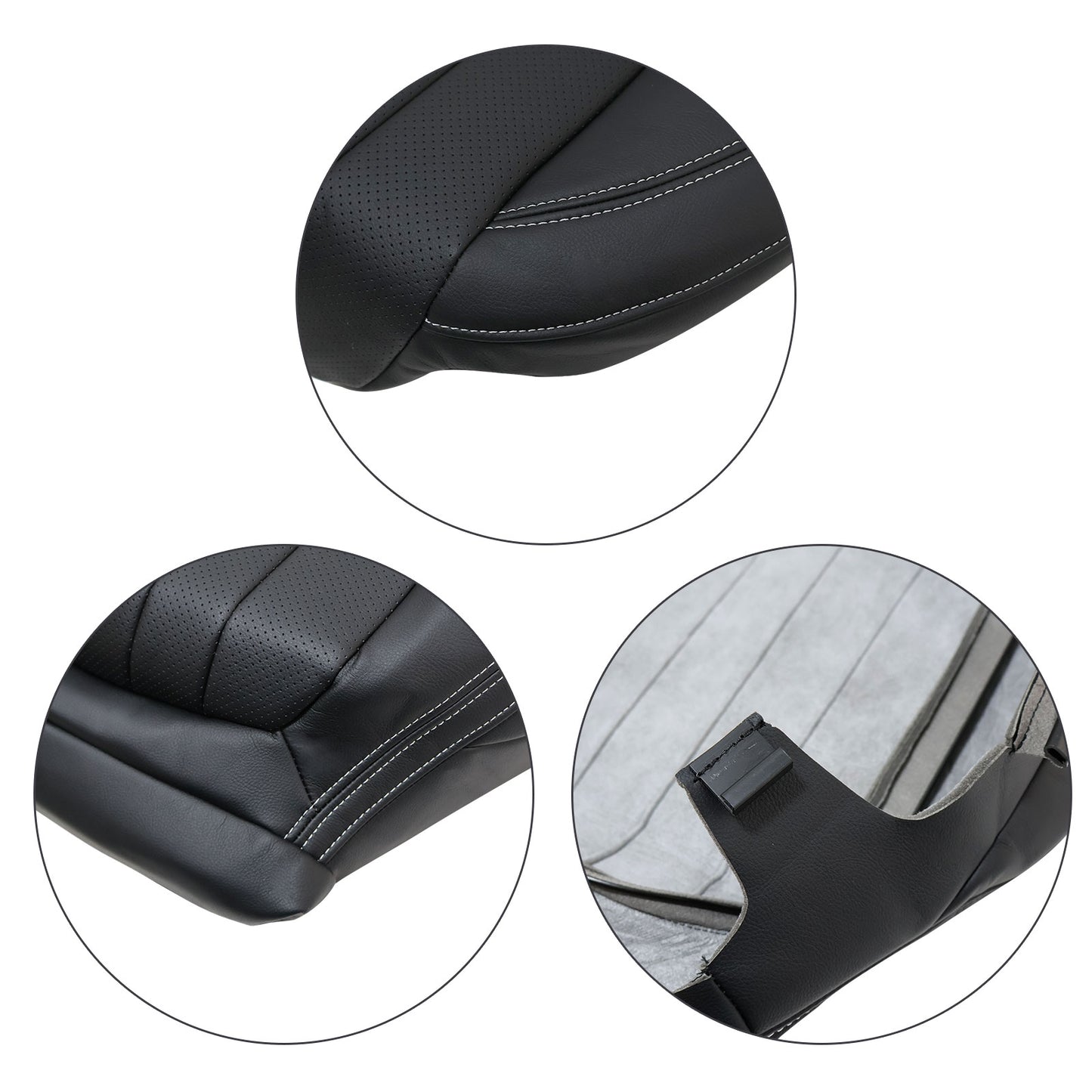 For 2017-2020 Mercedes Benz E300 E350 E400 E450 Driver & Passenger Bottom Leather Seat Cover Black