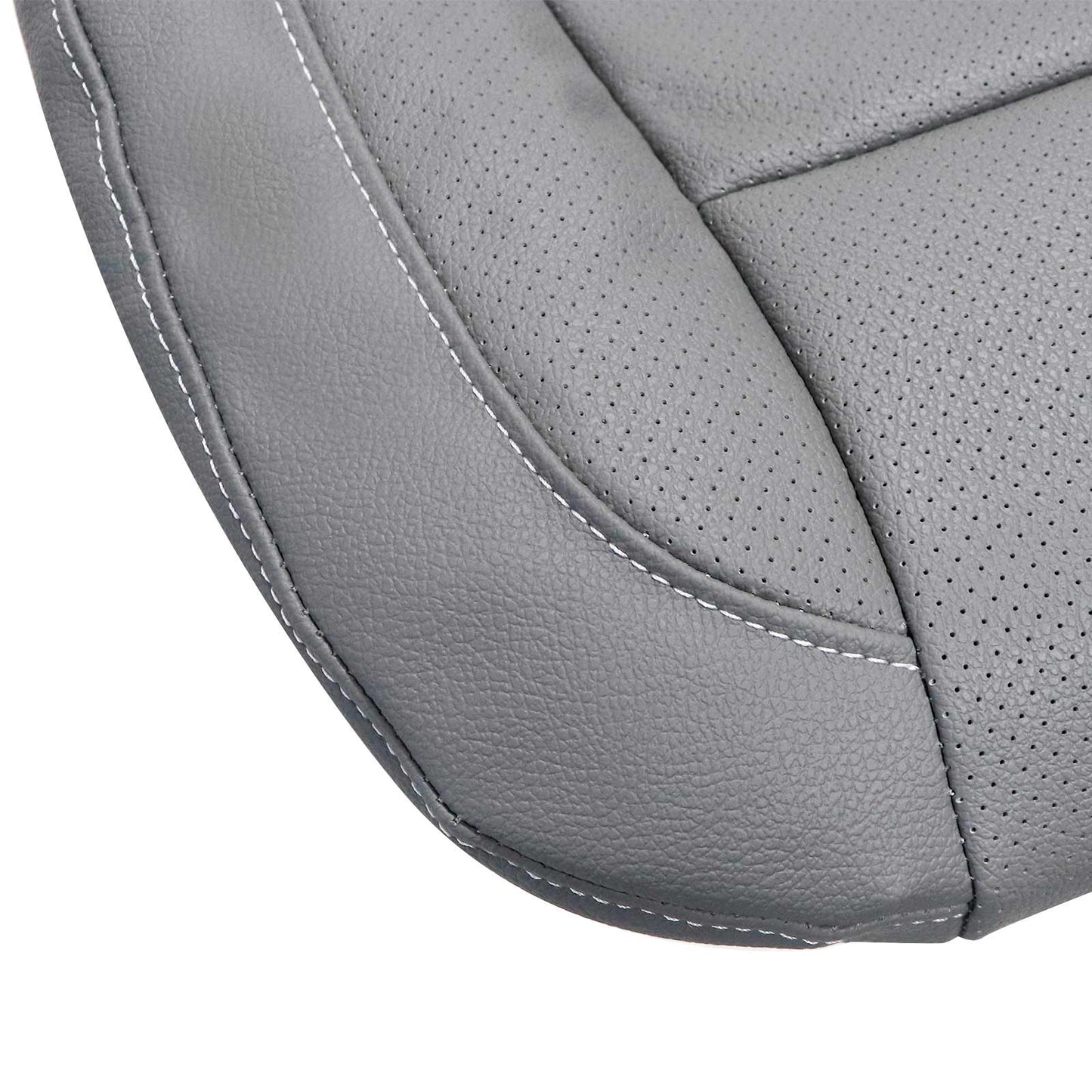 For 2014-2019 Chevy Silverado/GMC Sierra 1500 2500HD 3500HD LT LS LTZ Z71 Hybrid Driver & Passenger Bottom Perforated Leather Seat Cover Ash Gray
