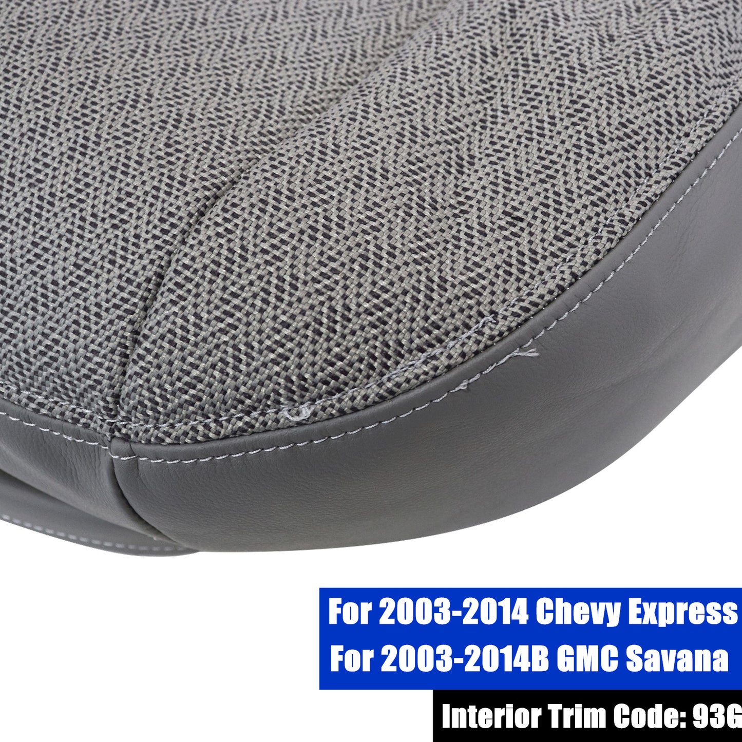 For 2003-2014 Chevy Express & GMC Savana 1500 Front Driver & Passenger Bottom & Top Cloth Seat Cover Gray
