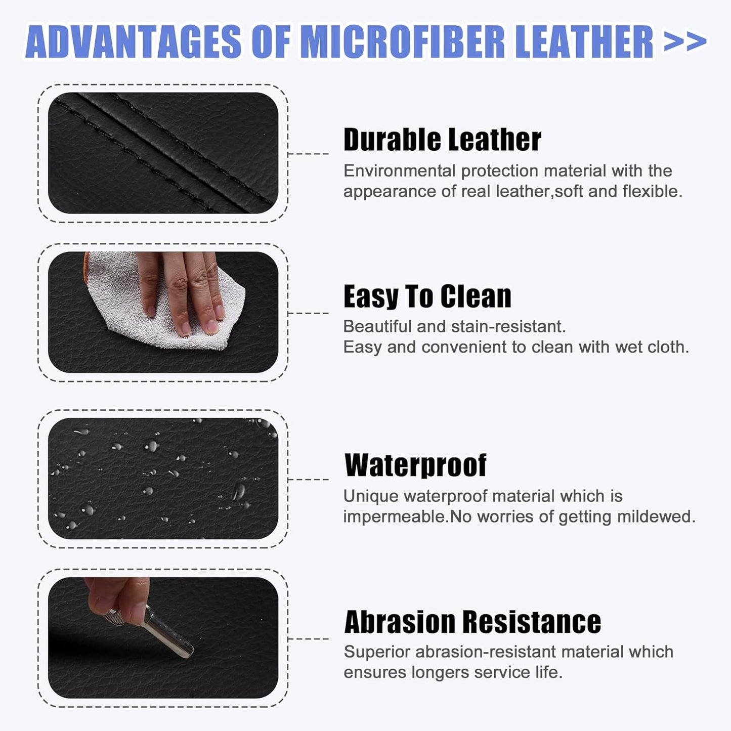 For 2014-2019 Chevy Silverado Front Driver & Passenger Bottom Leather Seat Cover Dark Ash Gray