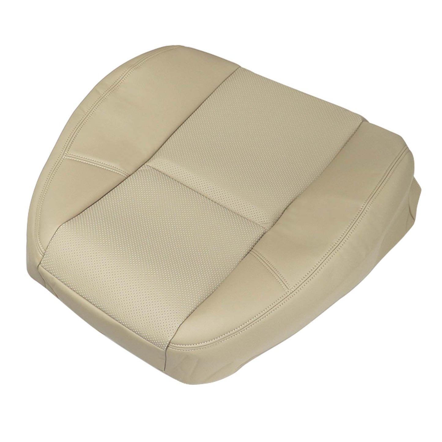 For 2007-2014 Cadillac Escalade Front Driver & Passenger Bottom & Top Perforated Leather Seat Cover Tan