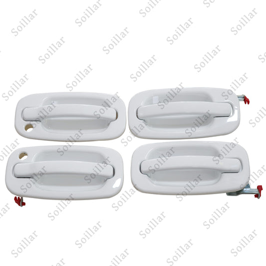DOOR HANDLE SET 4 White For Chevy Silverado For GMC Sierra Suburban Yukon 99-06