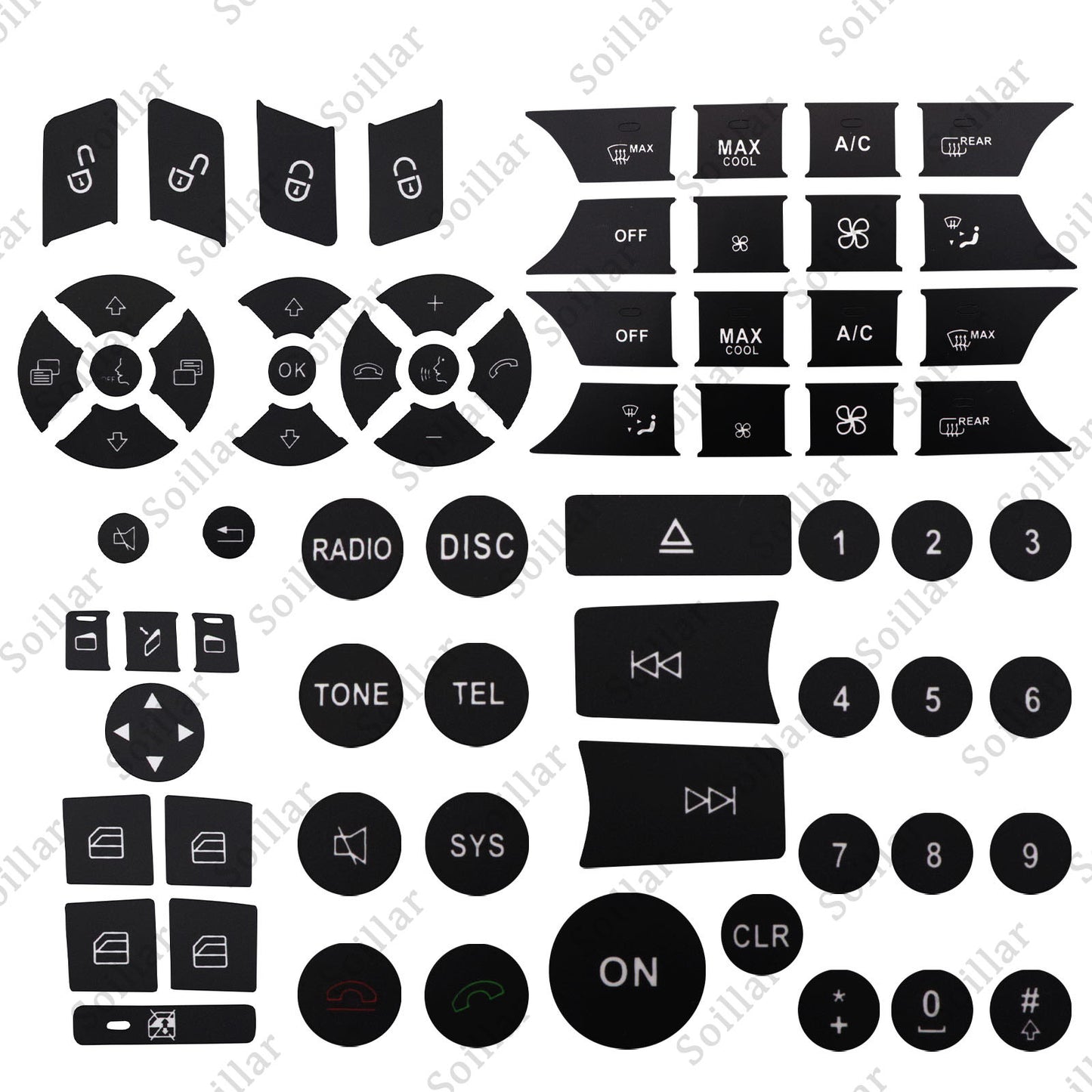 FOR 2007-14 Mercedes Benz Repair Button DOOR Steering A/C Window Radio Stickers