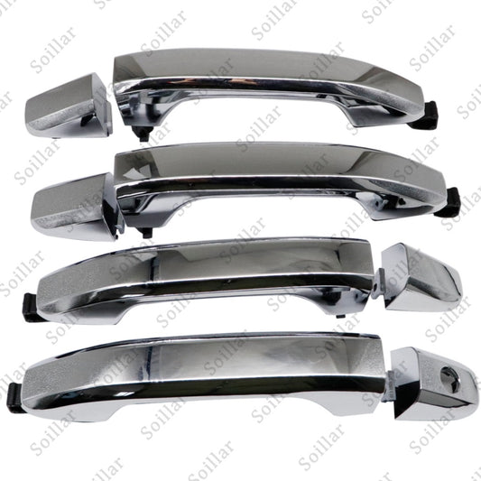 Exterior Door Handle For 2014-2017 Chevrolet Silverado 1500 Set of 4 Chrome