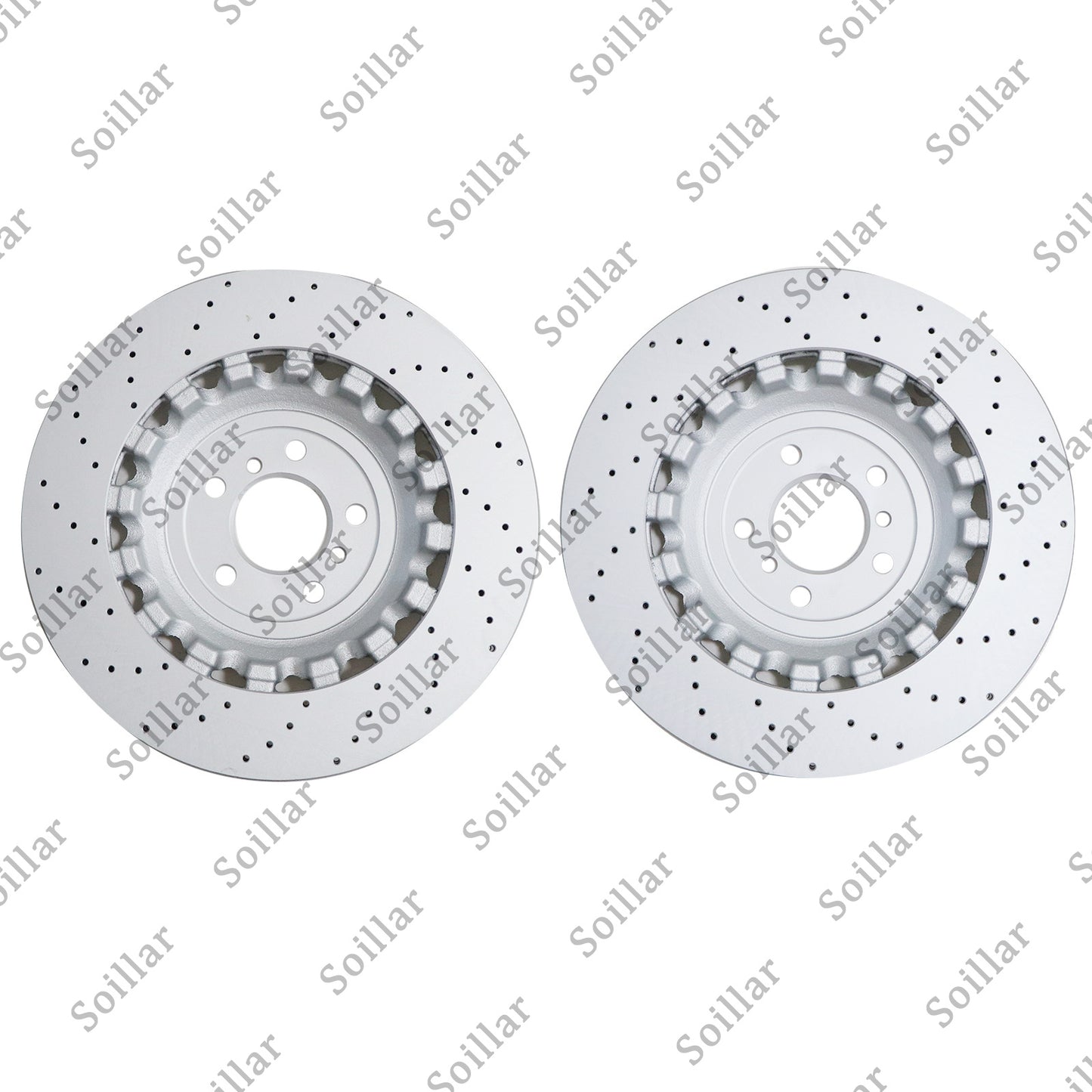For BMW F06 F10 F13 M5 Pair Set Rear Vented & Drilled Disc Brake Rotors