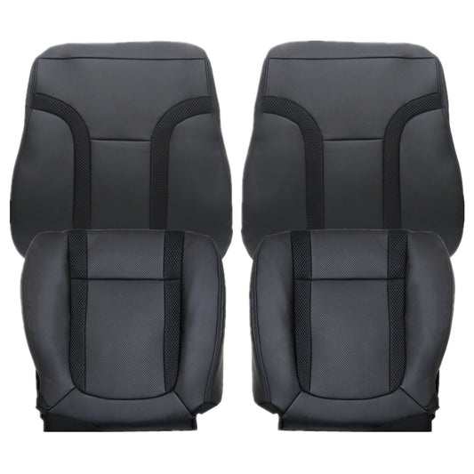 For 2010-2014 Ford F-150 Raptor SVT Front Driver & Passenger Bottom & Top Leather Seat Cover Black