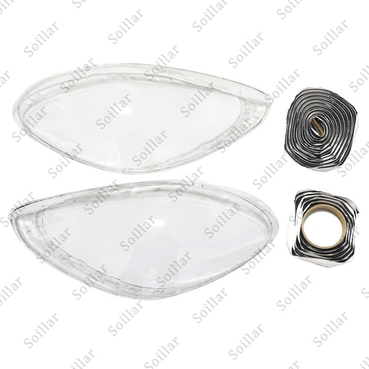 Pair Front Headlight Lens Clear Cover + Glue For Porsche Panamera 2017-2020