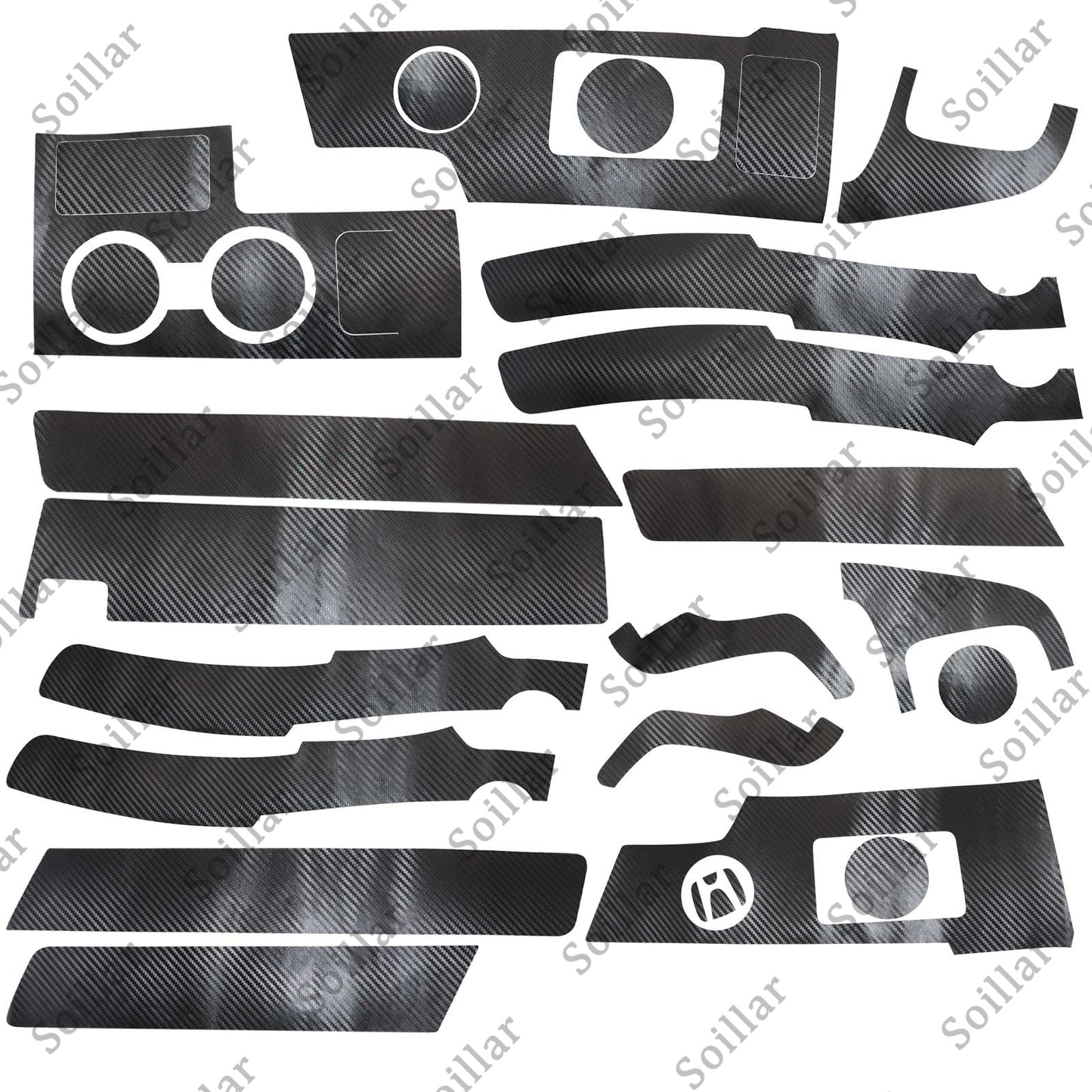17Pcs Carbon Fiber Interior Set Cover Sticker Fit For Honda CRV CR-V 2007-2011