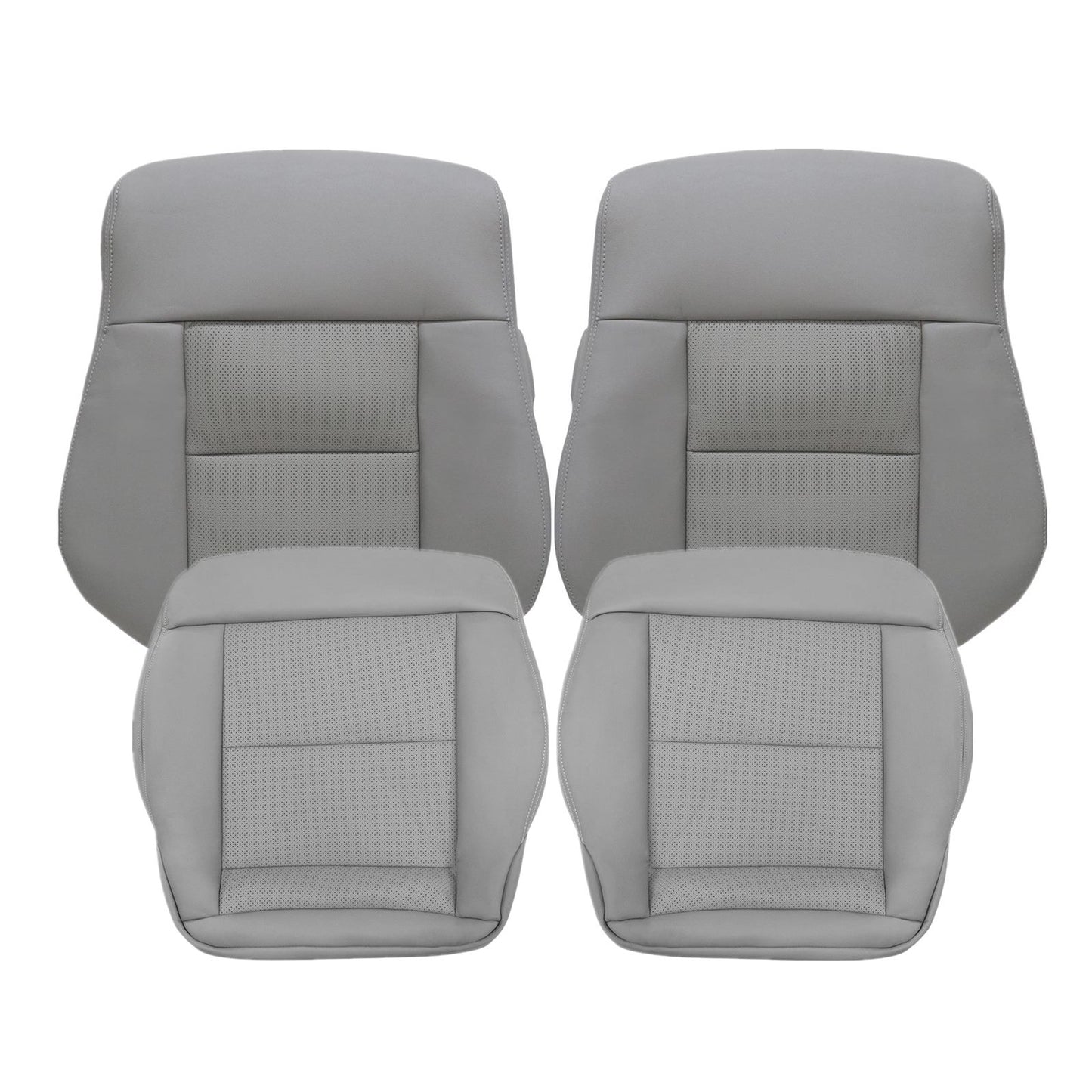 For 2010-2016 Mercedes Benz E200 E250 E300 E350 Driver & Passenger Bottom & Top PERFORATED Leather Seat Cover Gray