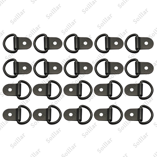 20pcs Black D Shape Tie Down Anchors Ring for Car Truck Trailers RV Boats Power