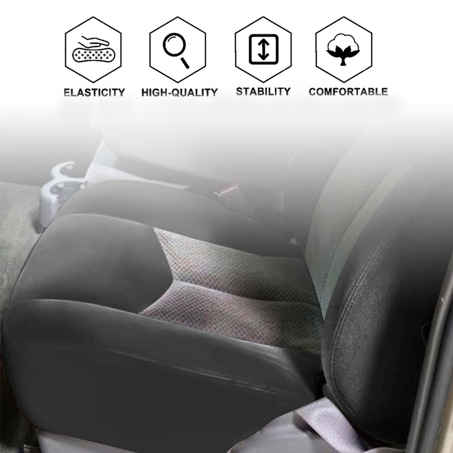 For 2003-2006 Chevy Silverado GMC Sierra 1500 2500 3500 Front Driver & Passenger Bottom & Top Cloth Seat Cover Dark Gray