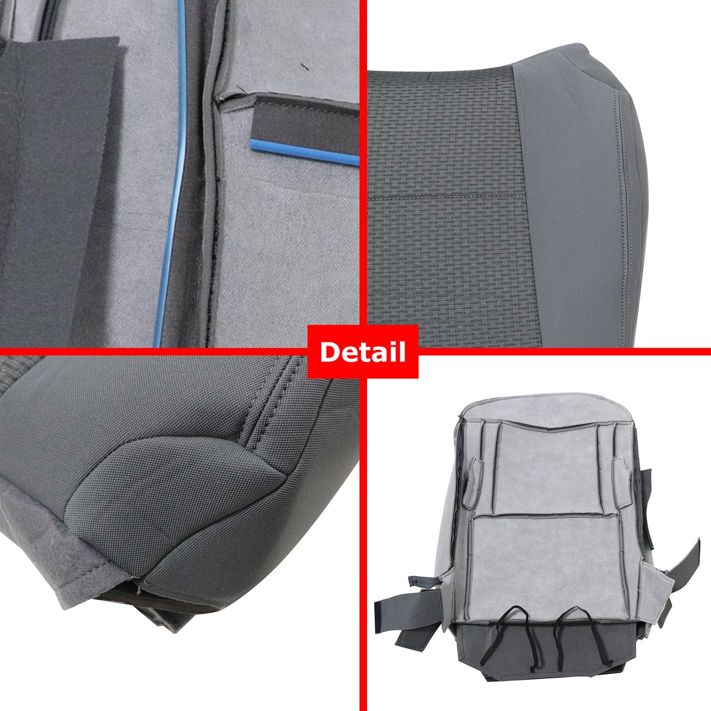 For 2017-2021 Ford F250 F350 F450 F550 Front Driver & Passenger Bottom & Top Cloth Seat Cover Gray