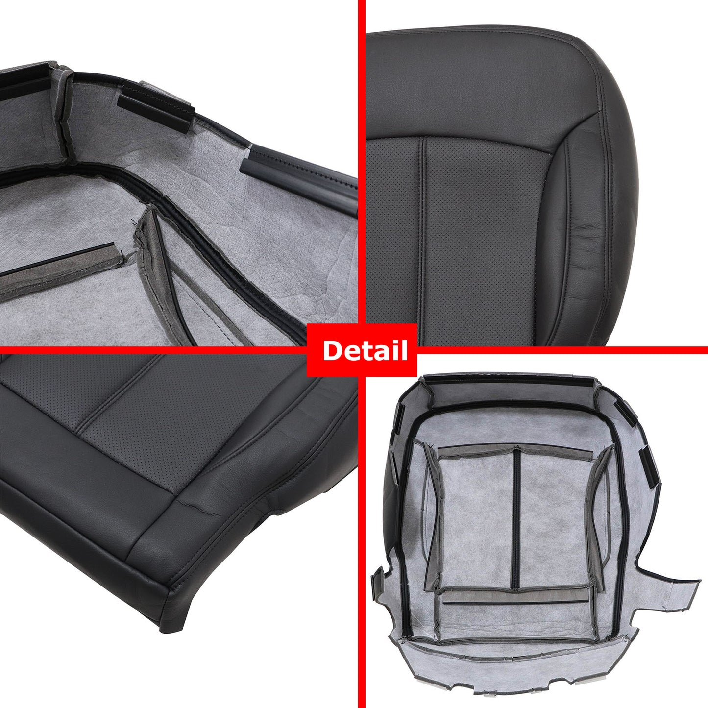 For 2010-2013 Buick LaCrosse Front Driver & Passenger Bottom & Top Leather Seat Cover Black