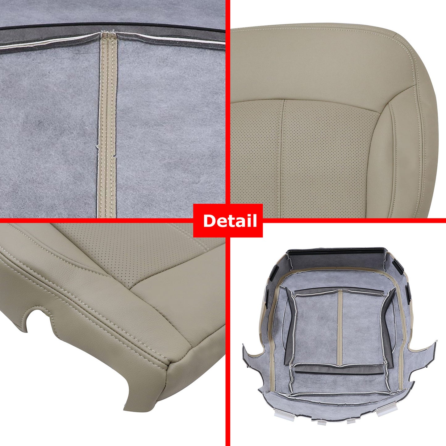 For 2010-2013 Buick LaCrosse Front Driver & Passenger Bottom & Top Leather Seat Cover Cashmere Tan