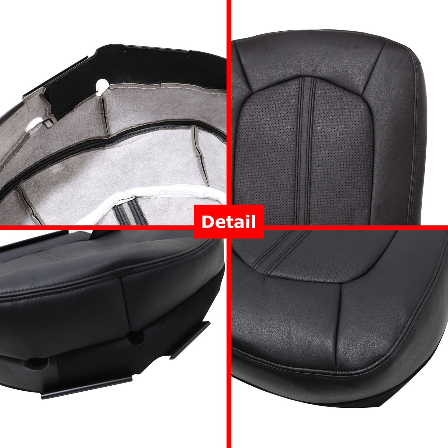 For 2008-2013 Cadillac CTS Front Driver & Passenger Bottom & Top Leather Seat Cover Black