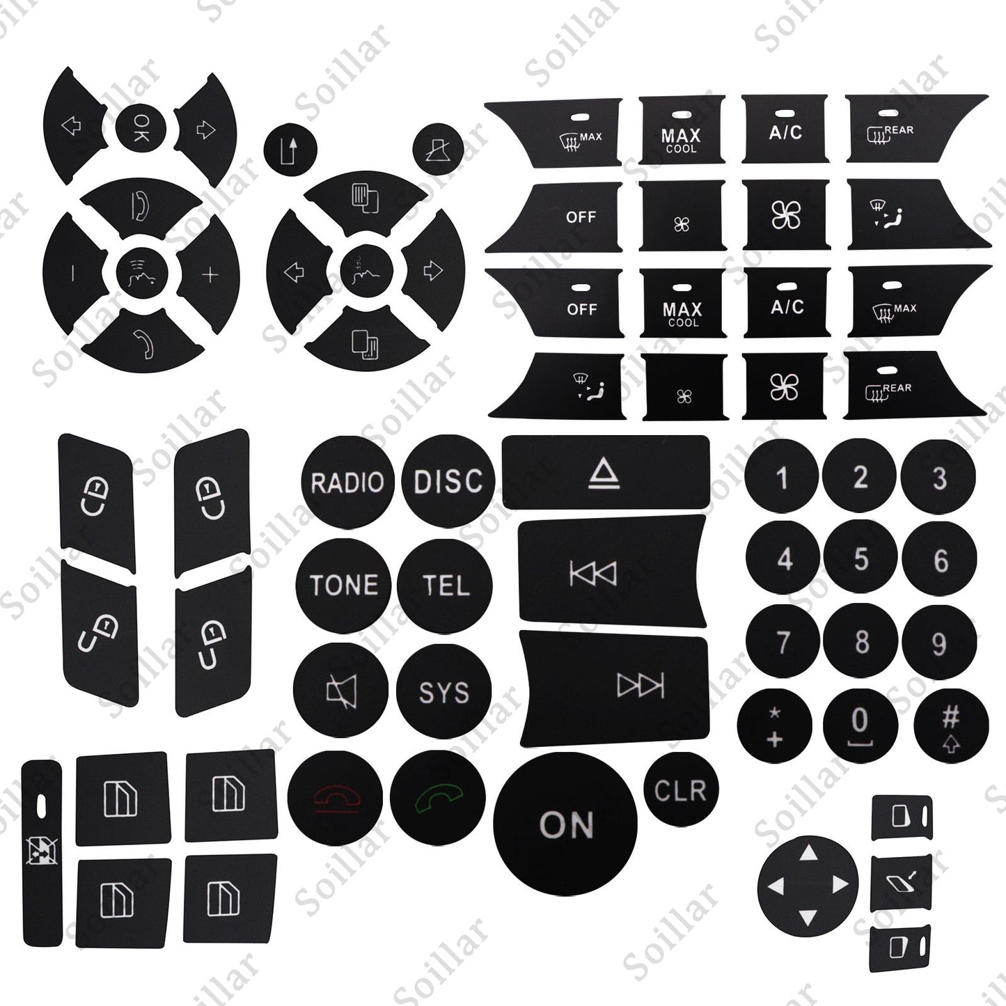 FOR 2007-14 Mercedes Benz Repair Button DOOR Steering A/C Window Radio Stickers