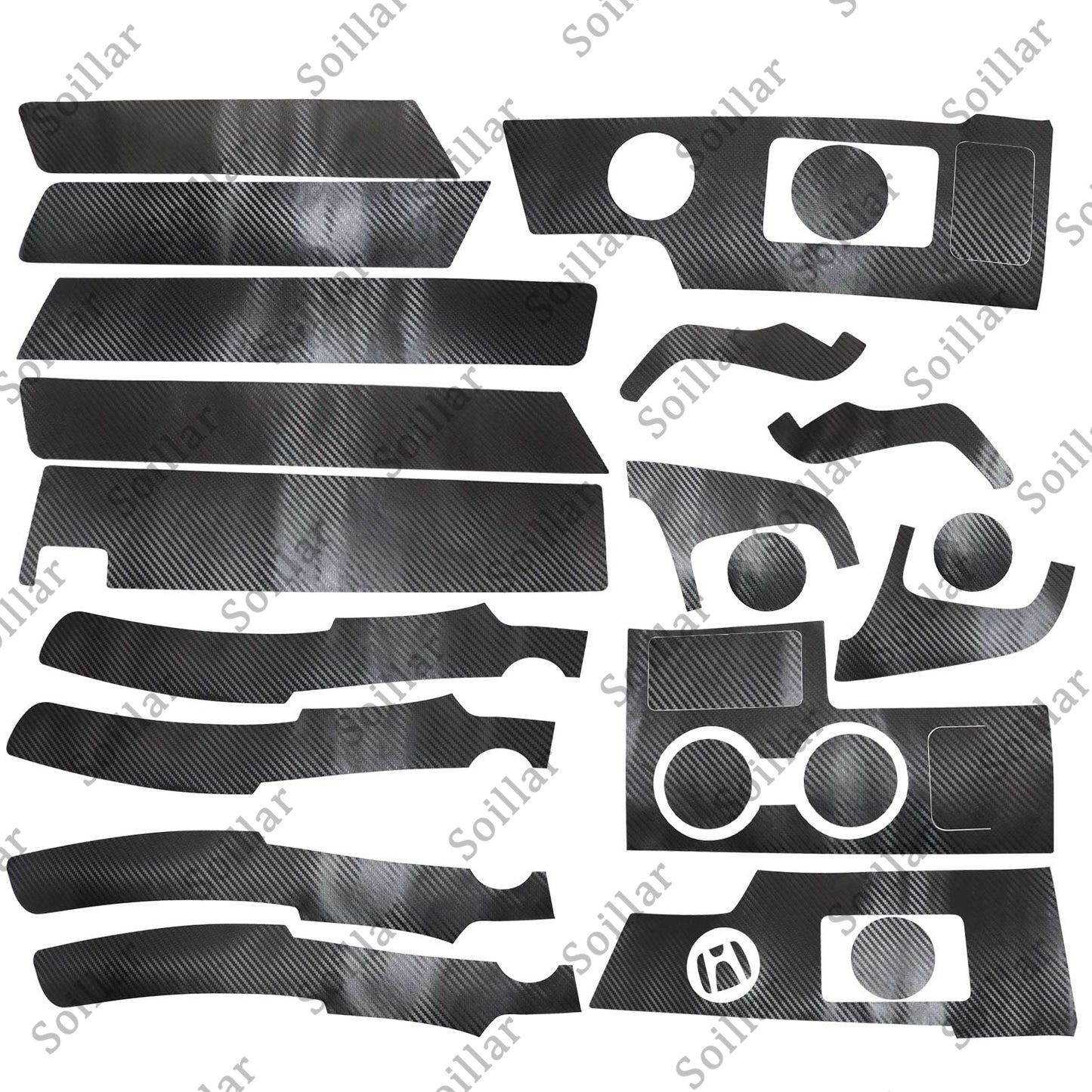 17Pcs Carbon Fiber Interior Set Cover Sticker Fit For Honda CRV CR-V 2007-2011