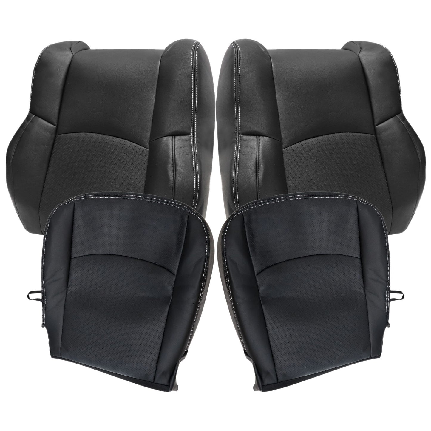 For 2009-2018 Dodge Ram 1500 2500 3500 Replacement Driver & Passenger Bottom & Top Leather Seat Cover Black