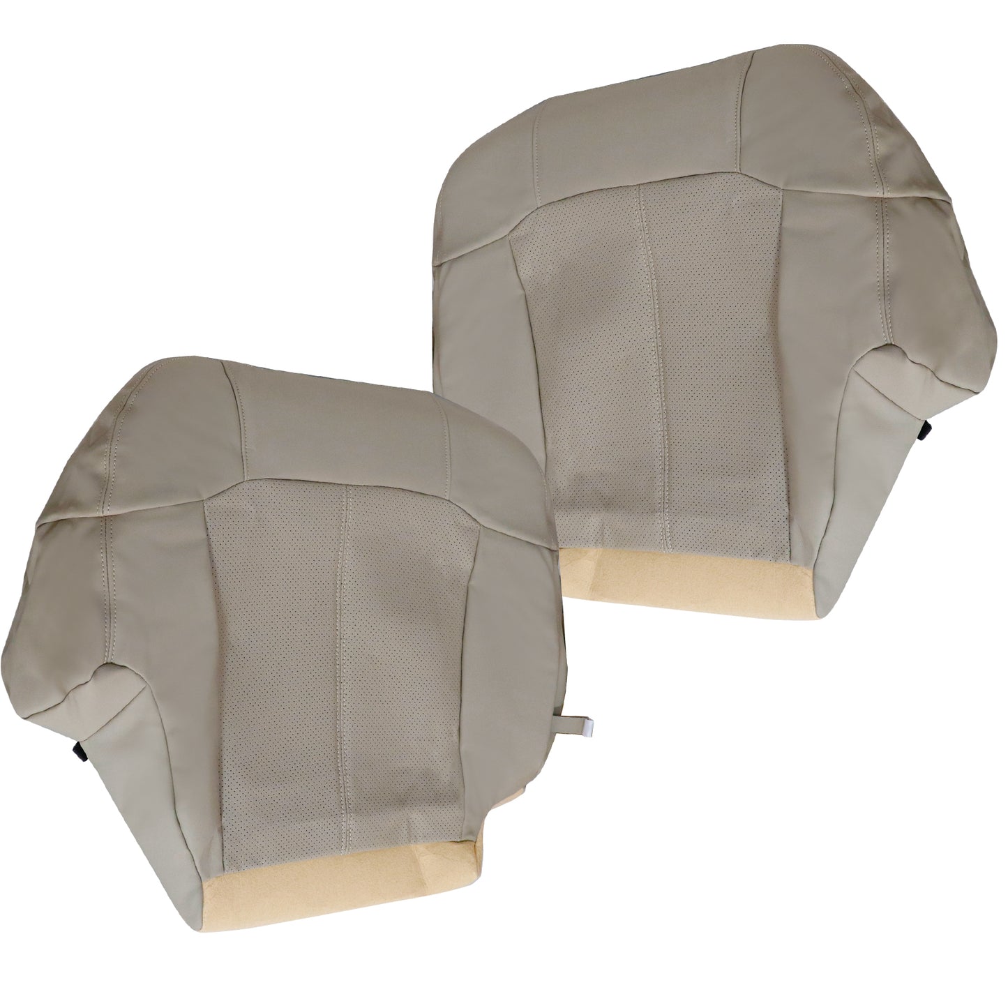 For 2002 Cadillac Escalade Front Driver & Passenger Bottom Perforated Leather Seat Cover Tan