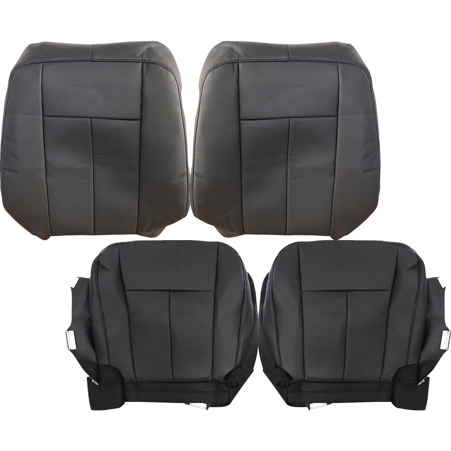 For 2007-2014 Ford Expedition Limited Front Driver & Passenger Bottom & Top Leather Seat Cover Black