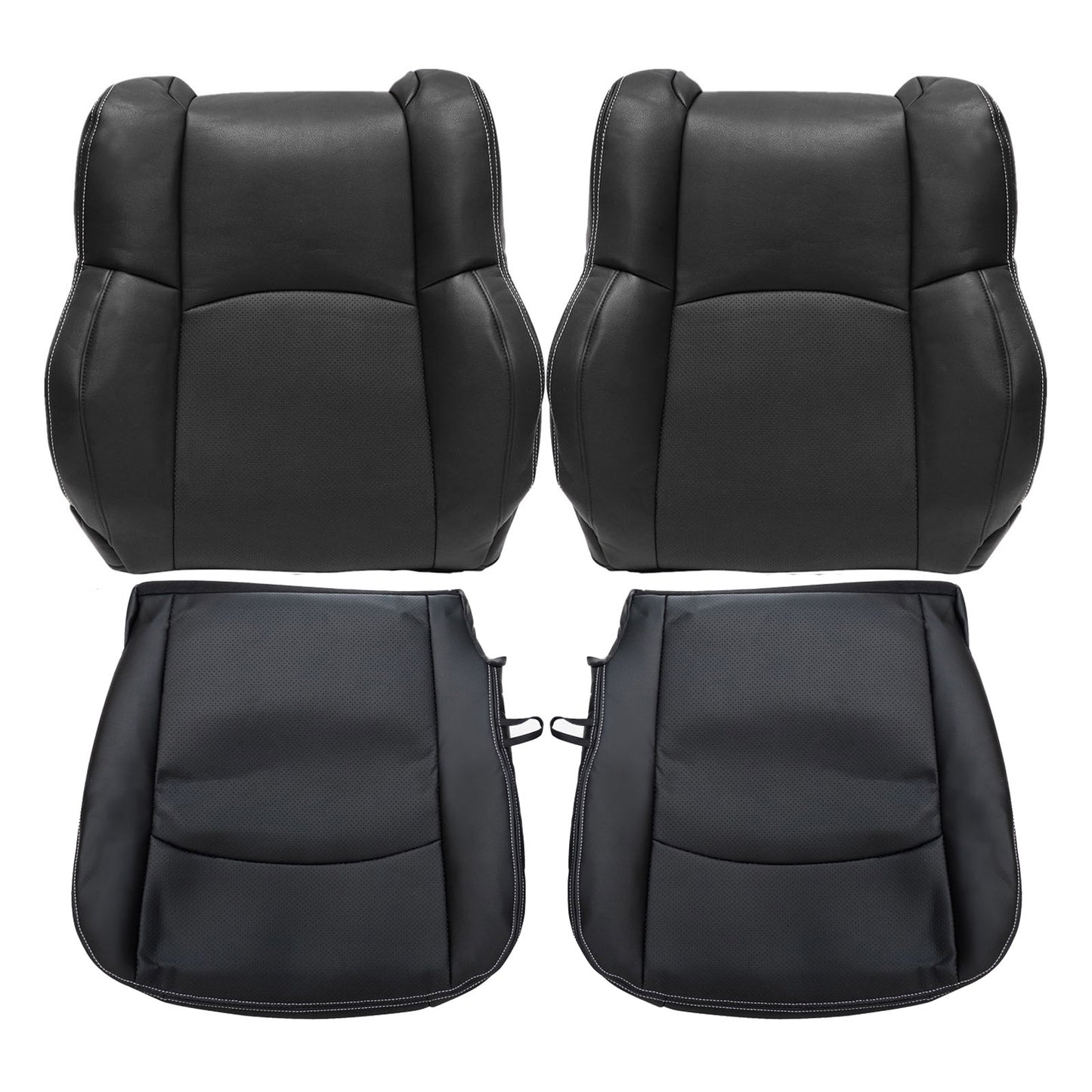 For 2009-2018 Dodge Ram 1500 2500 3500 Replacement Driver & Passenger Bottom & Top Leather Seat Cover Black