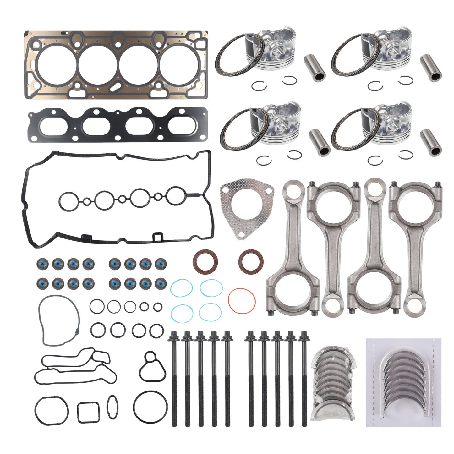 Engine Rebuild-Gasket Piston Bearing Con Rod Kit Fit 12-17 Chevrolet Cruze 1.8L