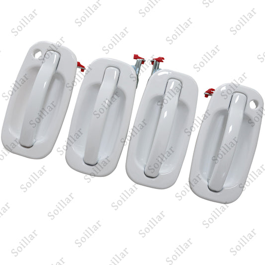 DOOR HANDLE SET 4 White For Chevy Silverado For GMC Sierra Suburban Yukon 99-06